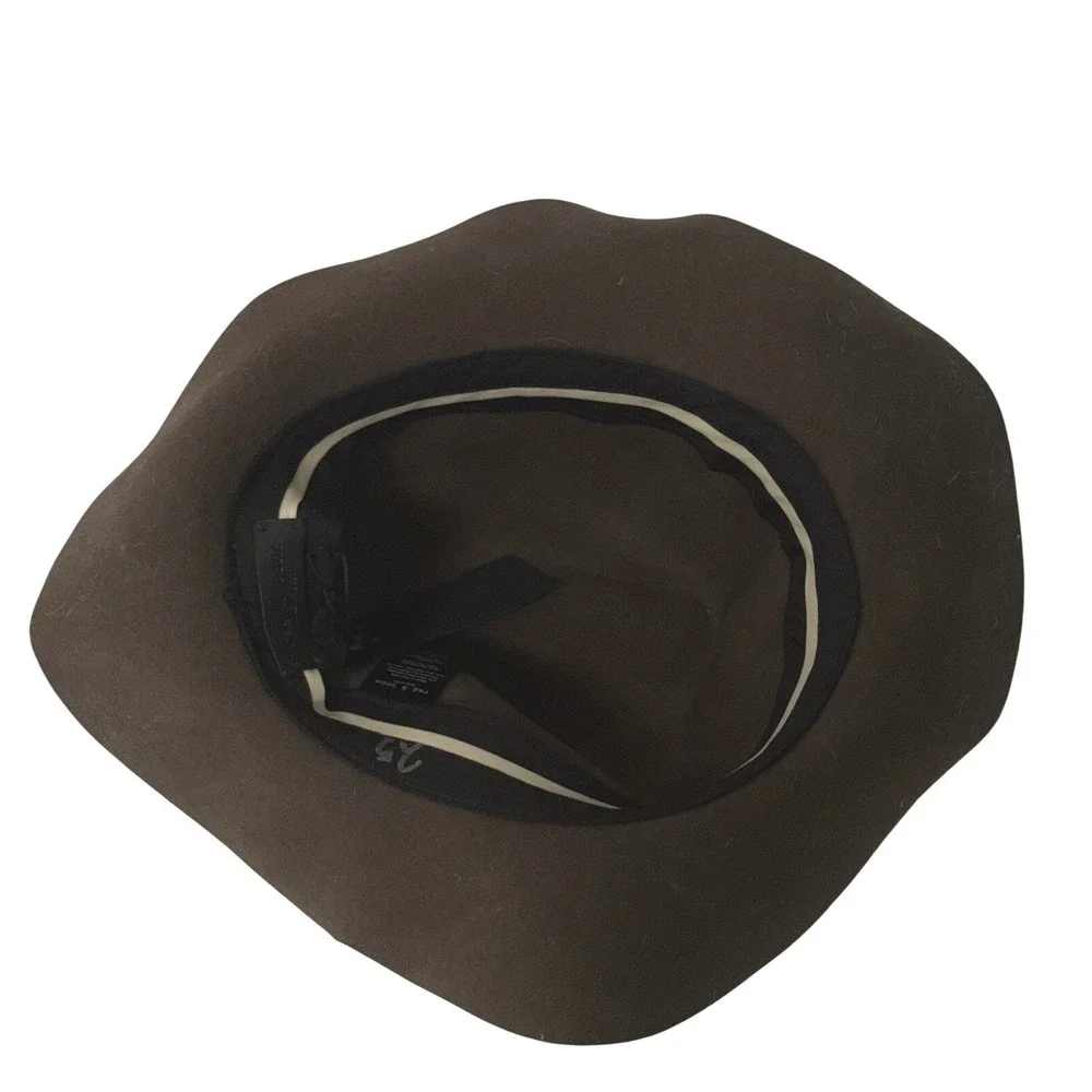 NWT Rag & Bone Fedora Hat Womens Medium Brown 100% Wool Cow Leather Band